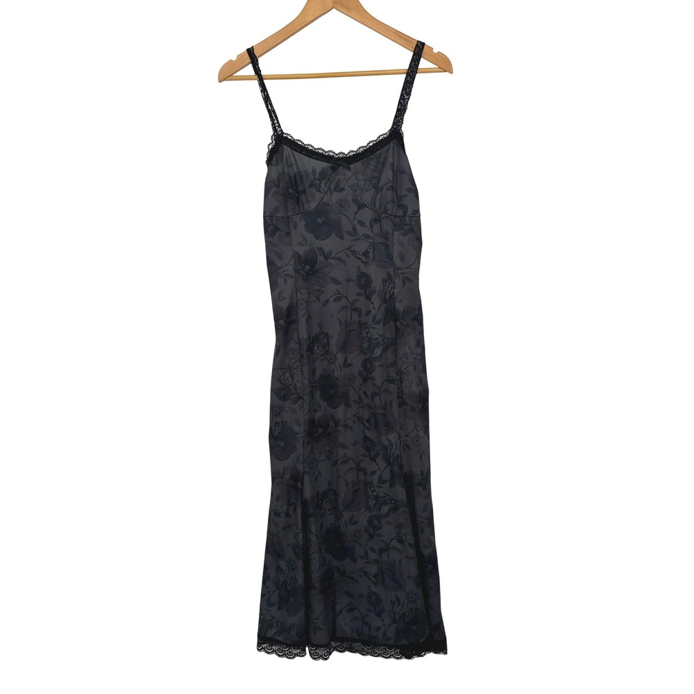 Butterfly Floral Slip Dress Women L Lace Y2K Whimsigoth Fairy Grunge Witchy